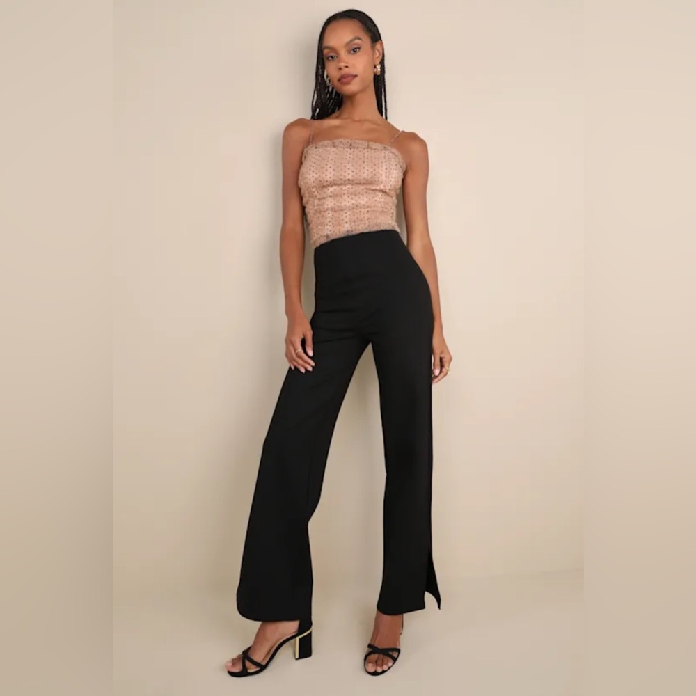 High Waisted Wide Leg Black Pants